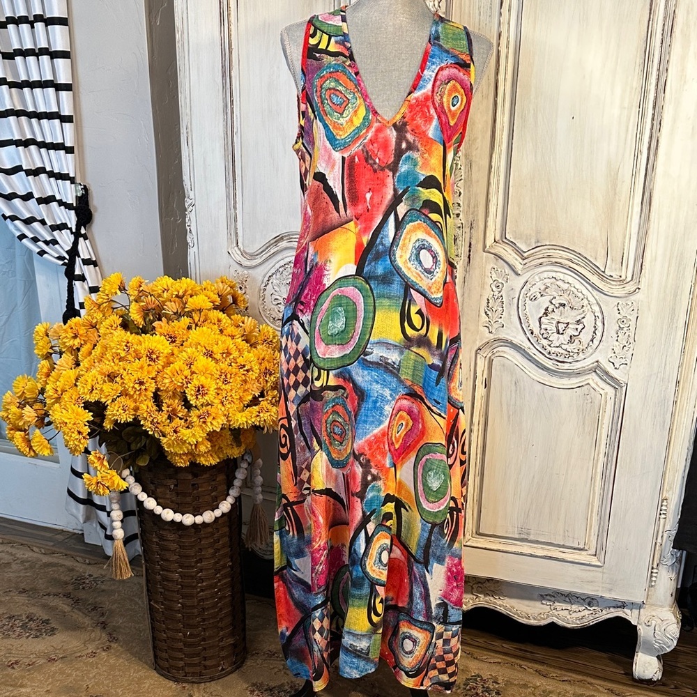 Zanzea Collection Colorful Abstract Maxi Vacation Dress